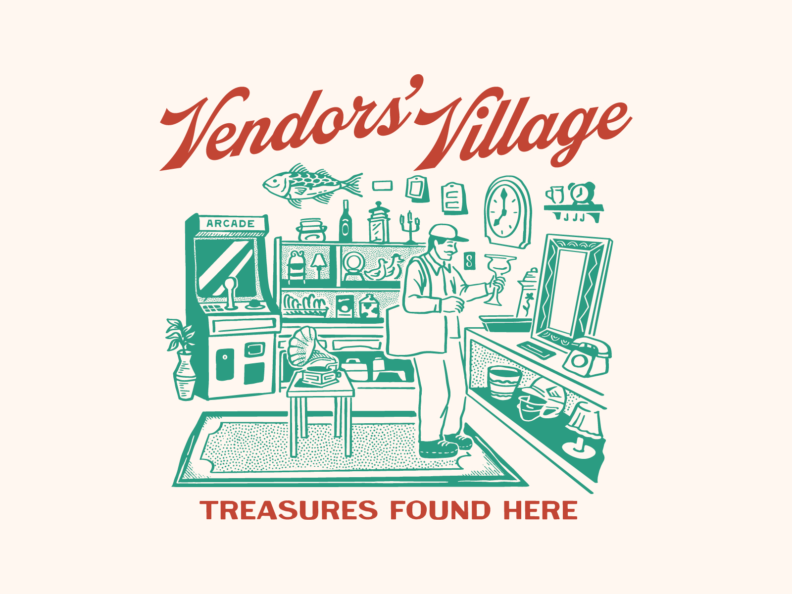 Vendor Village: Illustration antiquedesign brandidentity brandillustration brandingdesign customillustration dribbble graphicillustration illustratedmerch illustration illustrationart merchdesign packagingillustration printdesign retailbranding retroaesthetic shopbranding tote totebagdesign vintageaesthetic vintageillustration
