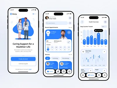 Smart Healthcare Tracker Mobile App ai healthcare app ai healthcare mobile app app design design fitness app healthcare app healthcare mobile app healthcare ui kit hospital hospital app interface ios app ios app design medical app mobile app product design ui ux web
