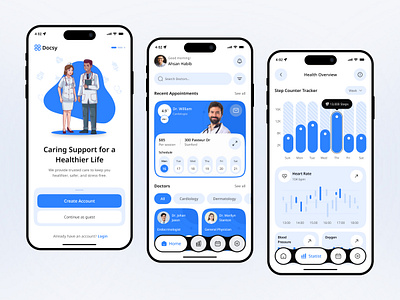 Smart Healthcare Tracker Mobile App ai healthcare app ai healthcare mobile app app design design fitness app healthcare app healthcare mobile app healthcare ui kit hospital hospital app interface ios app ios app design medical app mobile app product design ui ux web