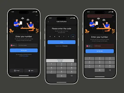 Mobile Number Verification (OTP) Flow app create account illustraion ios login message mobile app mobile ui otp phone number registration signup uiux verification verify