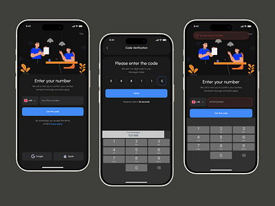 Mobile Number Verification (OTP) Flow app create account illustraion ios login message mobile app mobile ui otp phone number registration signup uiux verification verify