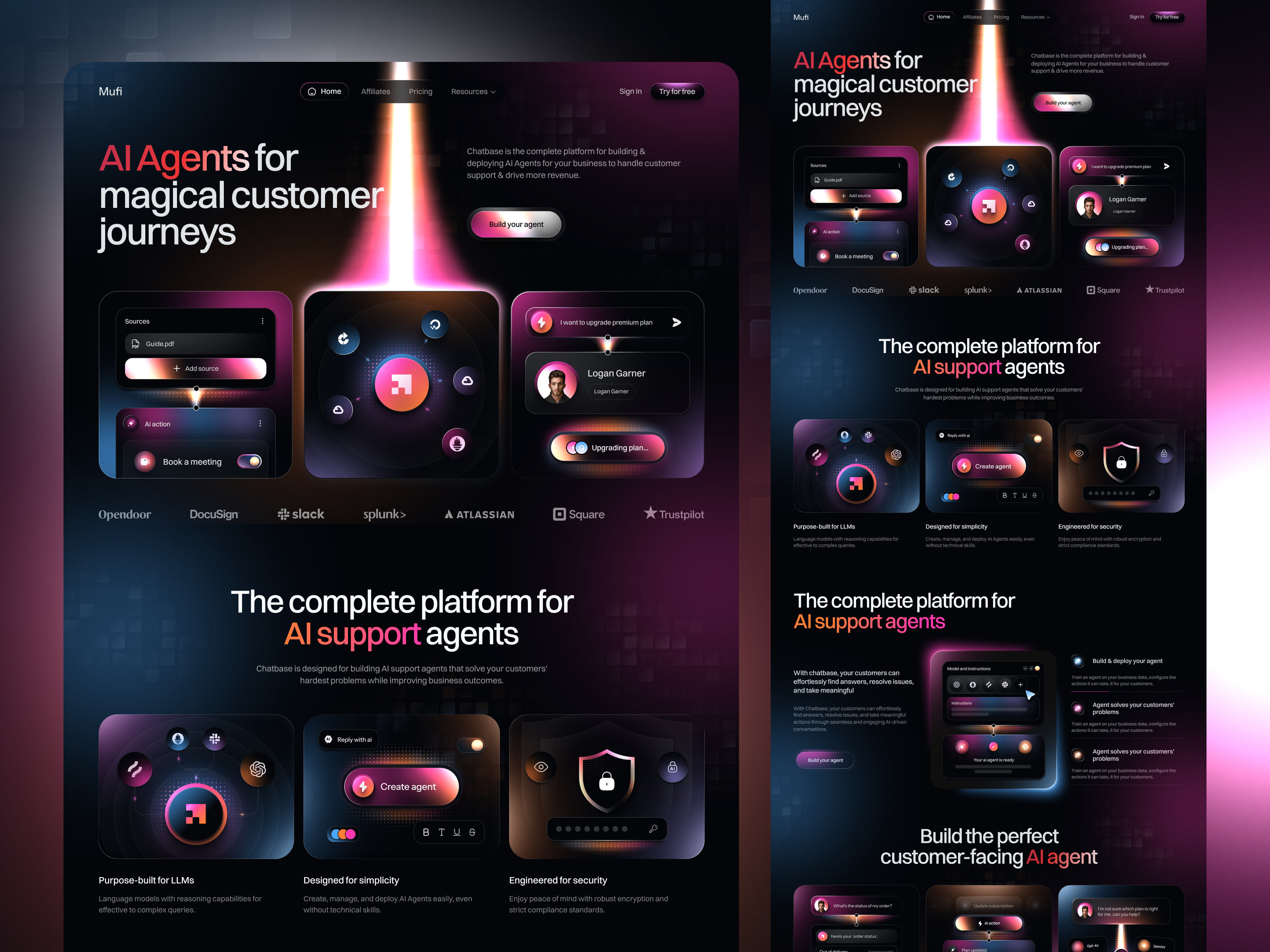 Customer-facing AI agent website agent ai design landing page llm ui user interface web webdesign website