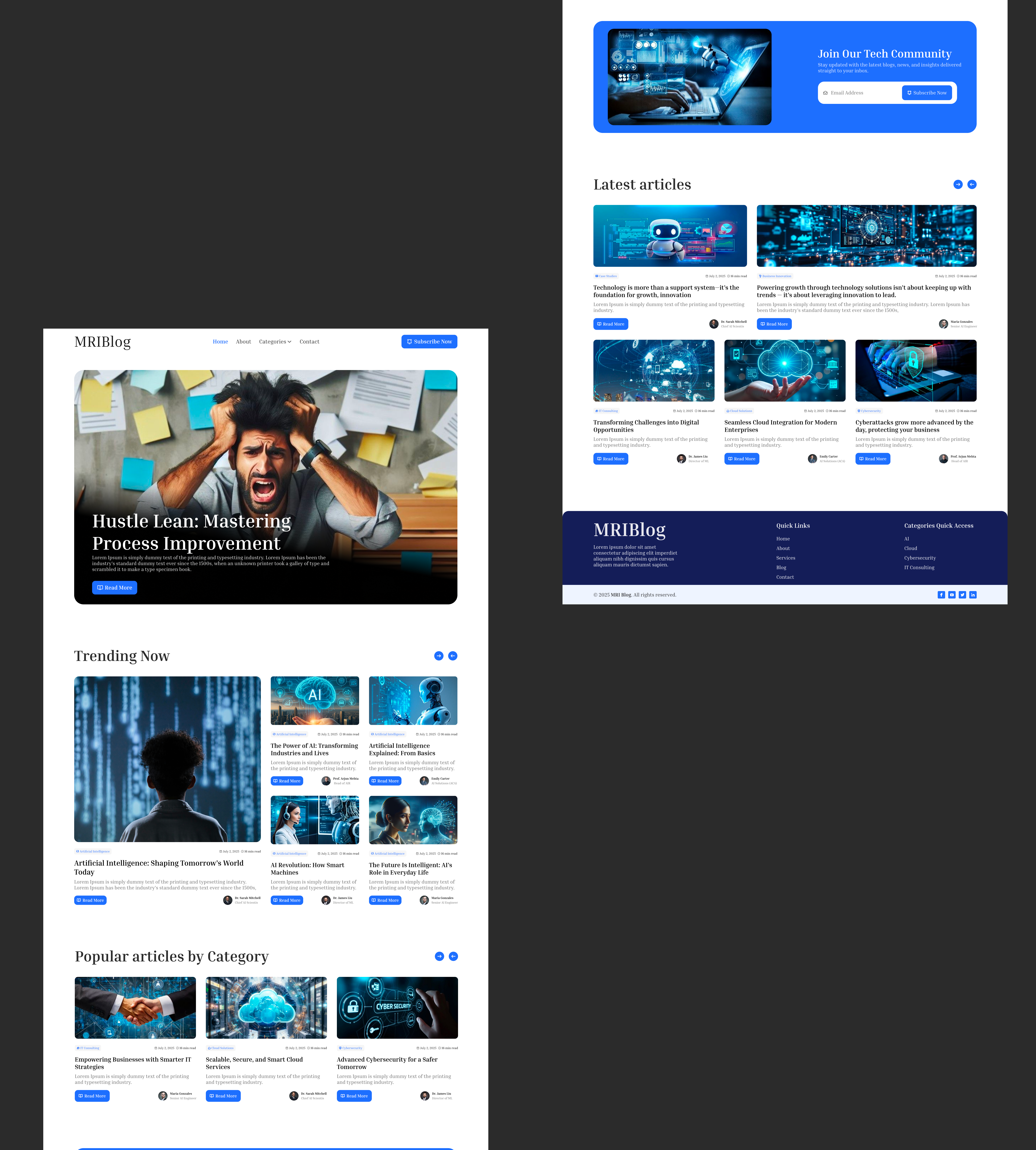 Technology Blog Website blog website technology blog website ui website