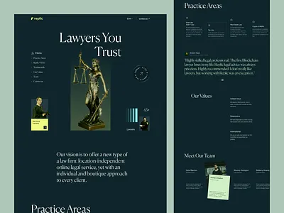 Law Firm Landing Page for Legal Services Website attorney business website cro dark theme design design inspiration landing page law firm lawyer legal agency website legal design legal industry ui legal tech saas ui ui design uiux user interface ux website design