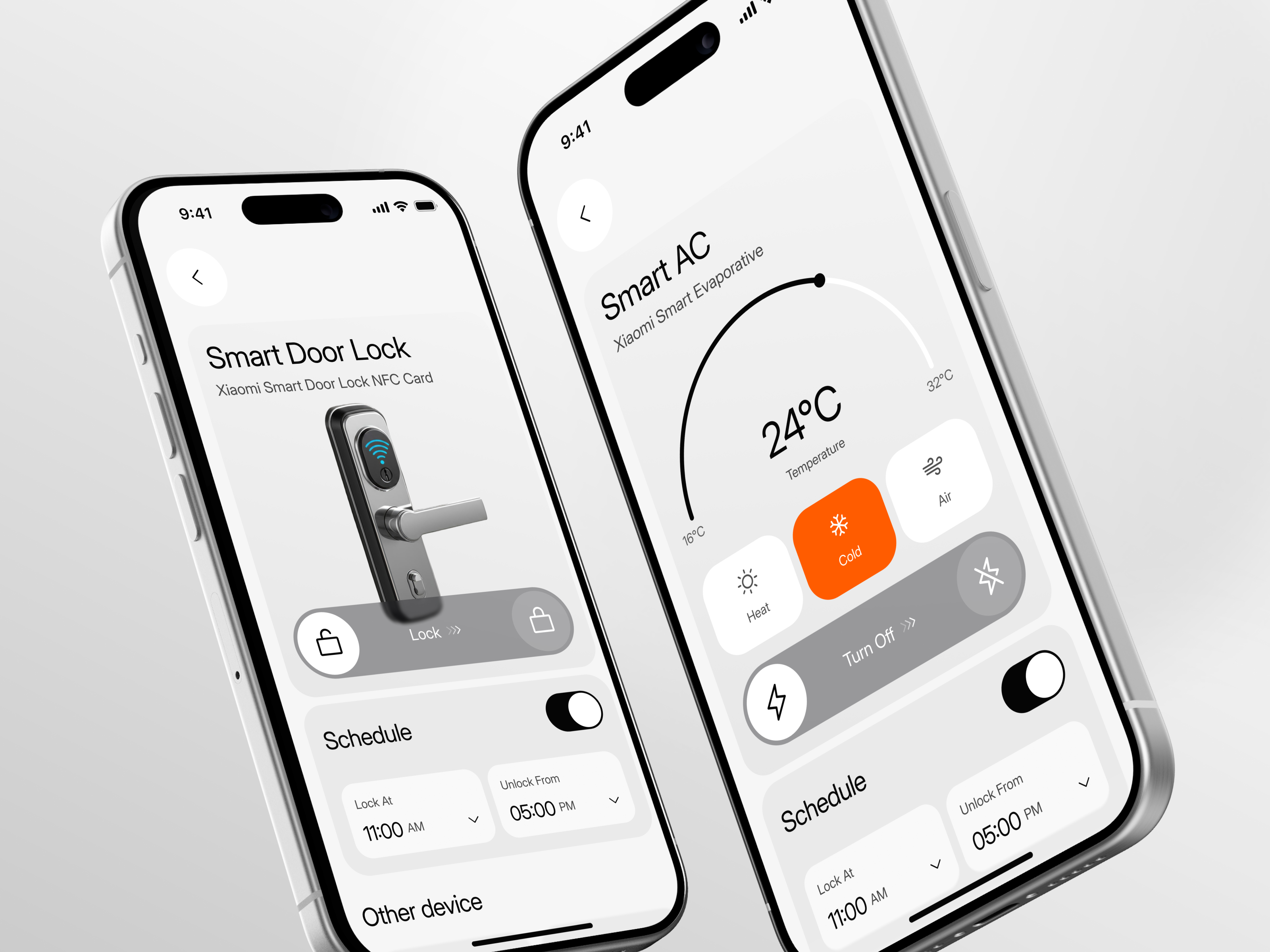 Example of MiHome - Smart Home Mobile App Smart Door Lock and AC Screen