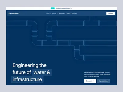 Aeroduct - Pipe Company Landing Page Animation buy clean company hero landing page landingpage design modern pipe pipe system plumbing products sell services ui design web web design