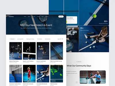 Find. Play. Connect. – PadelMate Event Page community website design desktop event page landing page landing page ui padel padel community padel website sport website sports sports ui design typography ui uidesign uiux ux uxdesign web design website