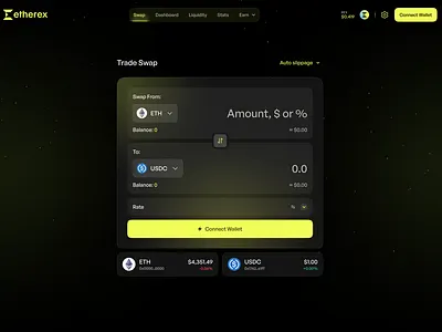 Modern DeFi Trading Interface bridge card crypto automation ui crypto dashboard crypto exchange defi defi website fintech landing page pop up swap swap token token trading wallet screen web app web design web site web3