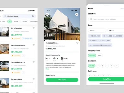 Property Search App UI UX app branding clean design graphic design ui userflow ux