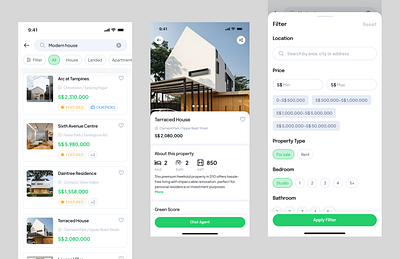 Property Search App UI UX app branding clean design graphic design ui userflow ux