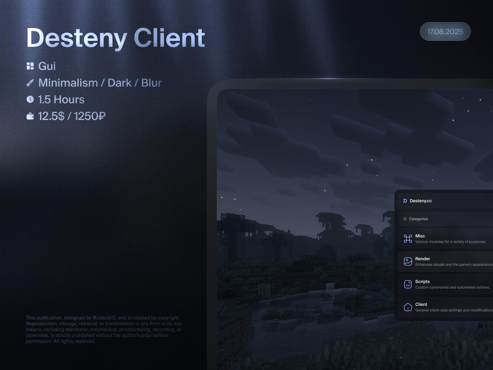 Desteny Client cheat game gui hack minecraft ui uiux uix ux