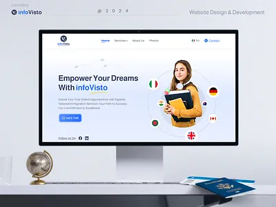 InfoVisto - Immigration & Visa Consulting Website Design corporate website immigration immigration agency immigration website immigration website design minimal modern website ticketing website ui design visa visa consultancy website visa consultancy website design website design