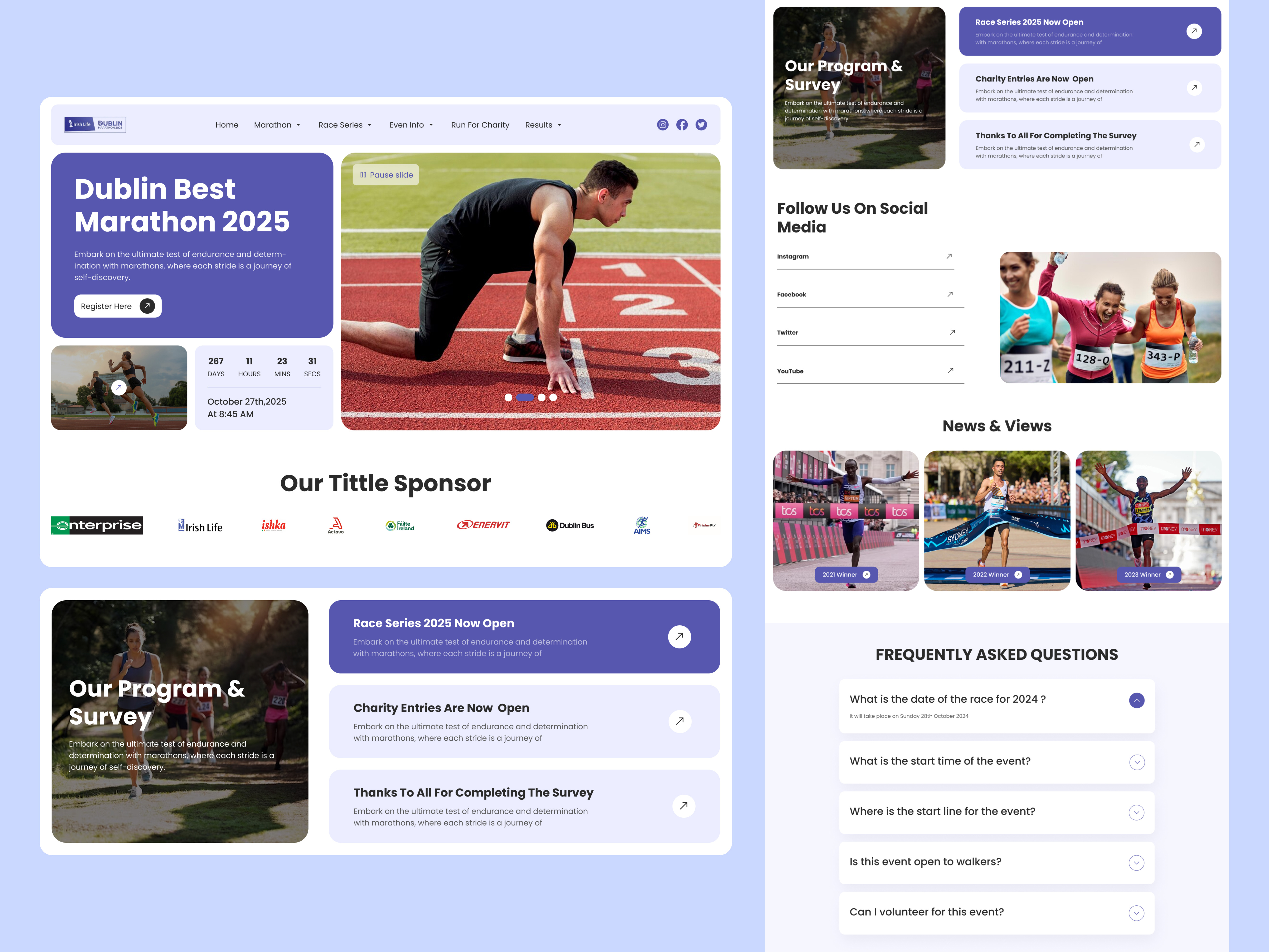 Dublin- Marathon Event Website Redesign event landing page event website fitness website marathon marathon landing page marathon website race website run running running club running club website running club website design running sport website running website sport landing page sport platform sport website web design website design website redesign