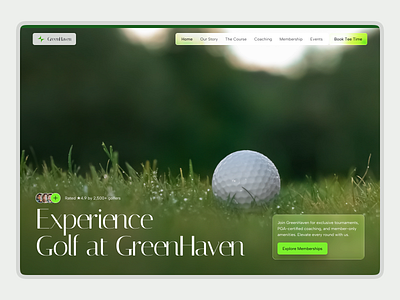 GreenHaven – Golf Club & Membership Website Design interface product service startup ui ux web