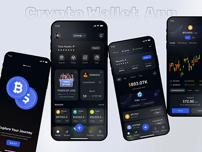 Crypto Wallet App Design blockchain app crypto app crypto app design crypto banking crypto exchange crypto mobile crypto payments crypto wallet crypto wallet app darkmood exchange app mobile app wallet app