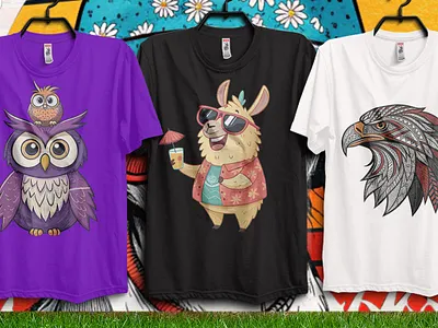 Creative T-Shirt Design | Cute Owl, Summer Llama & Tribal Eagle animal t shirt digital art eagle t shirt fashion design funny t shirt design llama t shirt logo design nimal illustration owl t shirt print ready design streetwear design t shirt design trendy t shirt vector art
