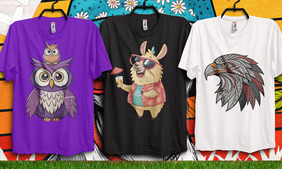 Creative T-Shirt Design | Cute Owl, Summer Llama & Tribal Eagle animal t shirt digital art eagle t shirt fashion design funny t shirt design llama t shirt logo design nimal illustration owl t shirt print ready design streetwear design t shirt design trendy t shirt vector art