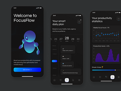 FocusFlow mobile app ai android app design home ios layo mobile product react splash tool ui ux