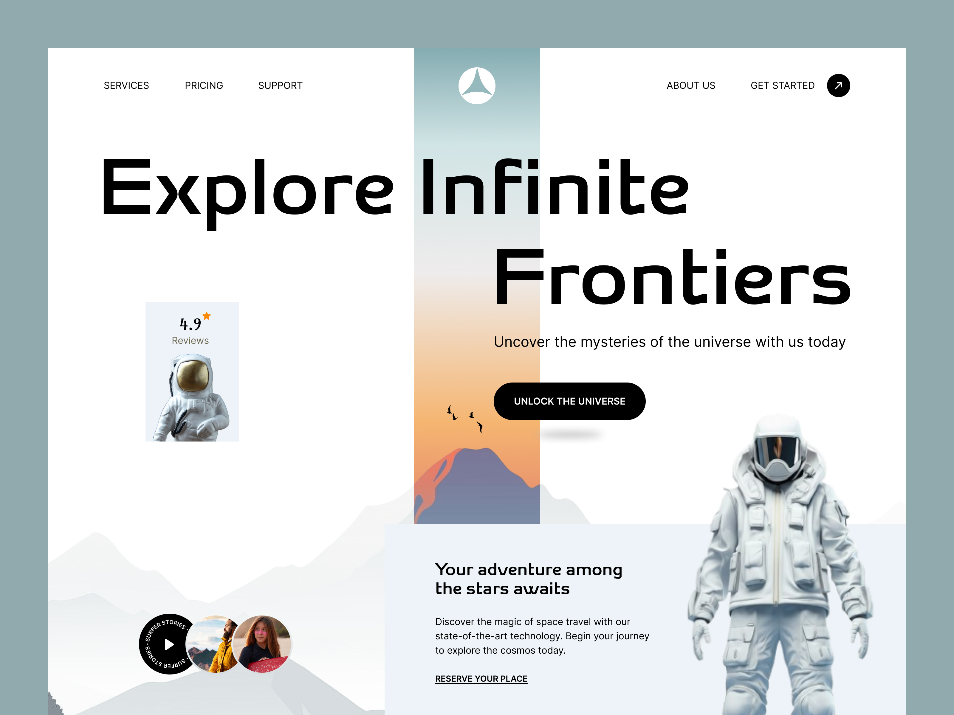 Futuristic Travel & Exploration Website astronaut bold typography creative web design dribble des exploration futuristic landing page space design ui design uiux web concept web design