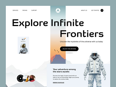 Futuristic Travel & Exploration Website astronaut bold typography creative web design dribble des exploration futuristic landing page space design ui design uiux web concept web design