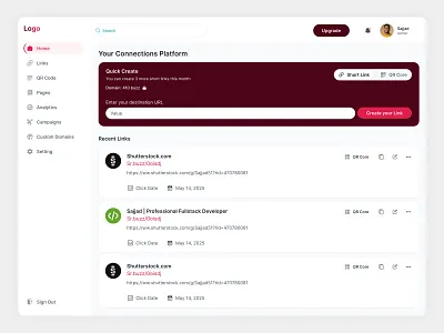 Link Shortner Dashboard Design branding dailyui dashboard dashboard design design graphic design home page illustration link link shortner logo shortner ui ux web webdesigner
