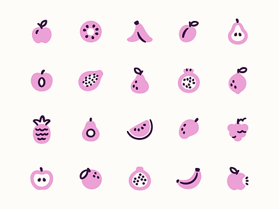 Fruit Icons cute doodle food fruits hand drawn icons illustration simple stickers tropical vector