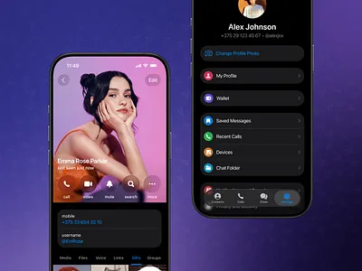 Telegram App Redesign – Dark Mode Liquid Glass UI Concept app chat community concept dark design glass glassmorphism ios messenger minimal mobile modern network prototype redesign social telegram ui ux