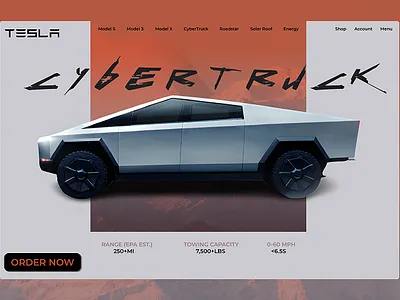 Tesla Cybertruck - Hero Section Concept. car design car website car websites figma figma design framer freelancer hero light theme rental car website sameer dribbble tesla car tesla cars uiux ux uxui web designer web developer website website design