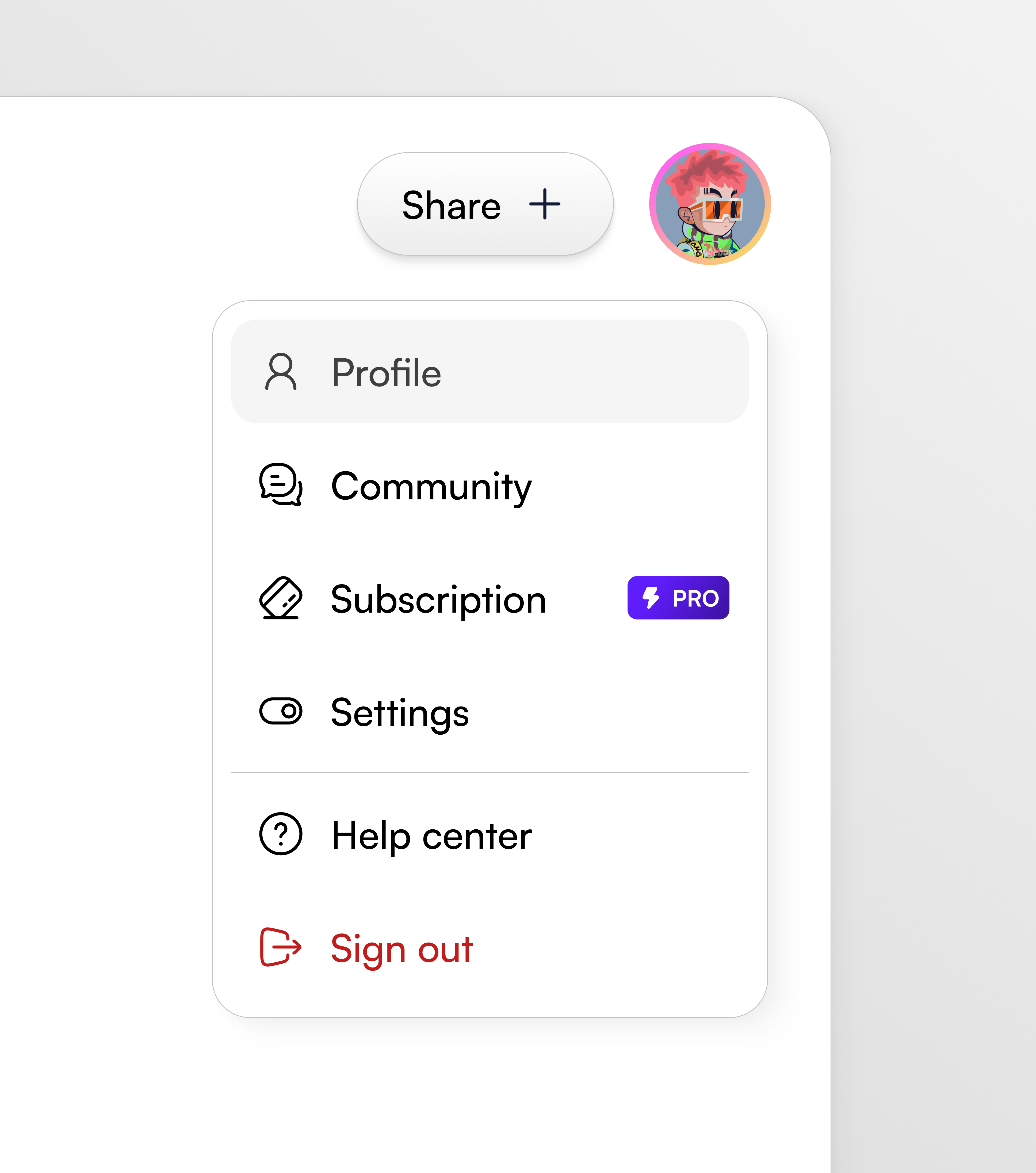 Profile Dropdown Design figma landingpage productdesign ui uiux ux website