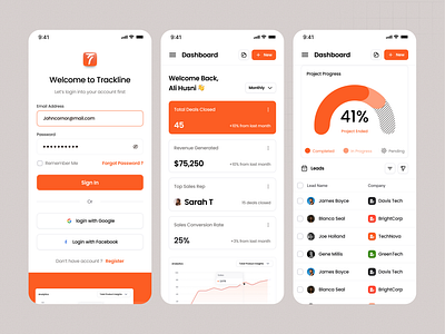 CRM Dashboard – Mobile Responsive Design analytics crm crm dashboard dashboard design mobile app mobile dashboard responsive design uiux