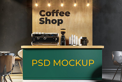 Coffee Shop. PSD MOCKUP. branding cafe interior coffee coffee mockup coffee shop coffee shop. psd mockup. design front hipster identity logo mock up smart layer template