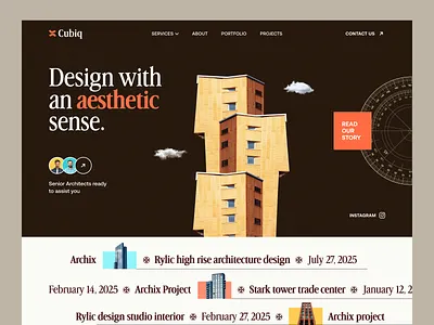 Cubiq - Architecture Agency Website agency website architecture building clean colourful design creative architecture design landing page landingpage modern website portfolio property rental real estate sleek design ui ux web design webdesign website design website designer