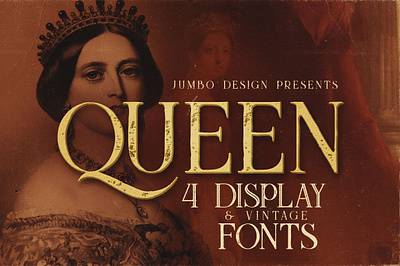 Queen - Display Font creative font decorative font display font font for headers fonts typeface inline font move font ornamental queen font queen display font retro retro font typography unique font vintage vintage font