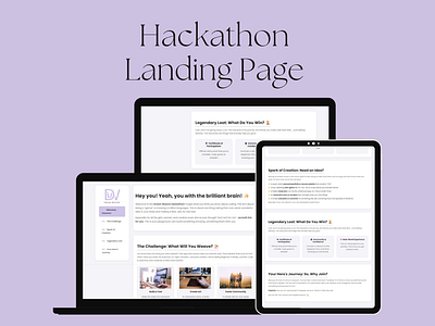 Hackathon Landing Page — Dream Weaver design hackathon website