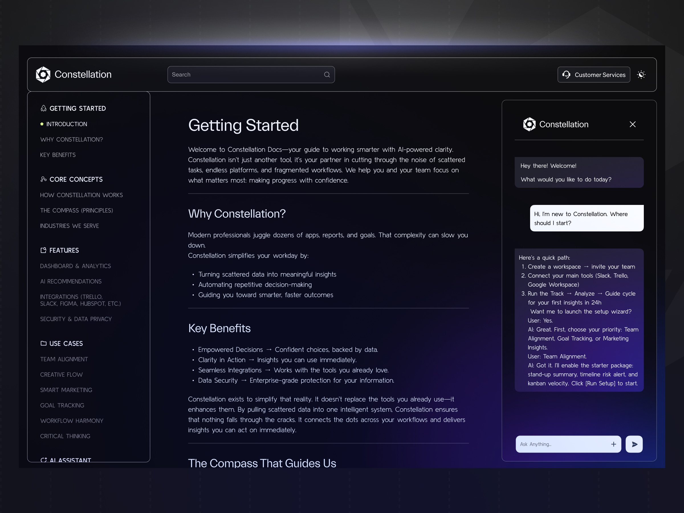 Constellation - AI Onboarding & Documentation Platform UI Design by ...