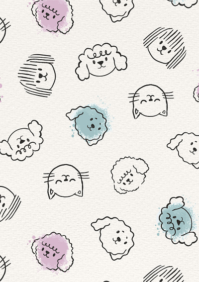 Allover print, lineart dogs pattern design graphic design illustration illustration art kids fashion kidswear magdalena illustration magdalena żołnierowicz pattern design textile print designer vector graphics watercolor watercolor art watercolour