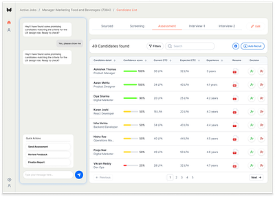 AI-based recruitment platform ui