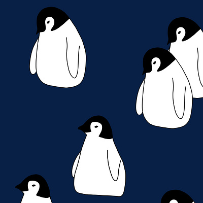 Penguins Dark Blue Pattern