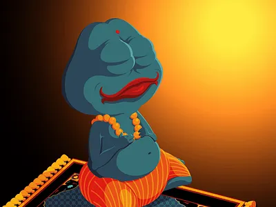Animated loop - "Lucky Pepe" adobe illustrator after effects animation blue green contrast daily art illustration loop meme nft orange pepe vector vector illustration yogi