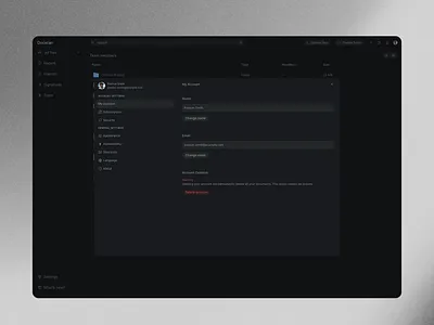 Account settings — Docscan account app clean dark dark mode dark theme dashboard design document inspiration minimal settings startup ui ux web website