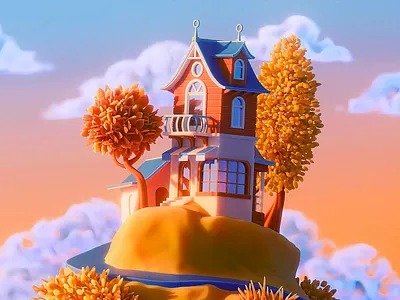 Magic Carrot Delivery 🥕 3d animation architecture c4d carrot cartoon character characteranimation cinema4d house illustration rabbit redshift