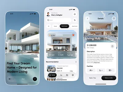 Real Estate Mobile App – Booking & Property Finder android booking app clean design house rent house sale ios mobile mobile app mordent real estate real estate app real estate design ui ux