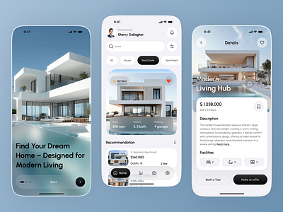 Real Estate Mobile App – Booking & Property Finder android booking app clean design house rent house sale ios mobile mobile app mordent real estate real estate app real estate design ui ux