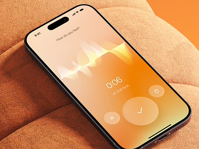 Mental health journaling app app calm glass ios journaling liquid glass mental health minimal mobile note recording sound voice wave wellness