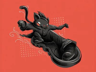 Nova Cyber Cat bright cat character characterdesign color cyberpunk dynamic future hoverboard illustration