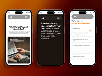 Maverick - B2B Chatbot Landing Page ai branding chatbot dark design framer futuristic graphic design identity interactive light minimalistic realproject saas ui ux visual wesite