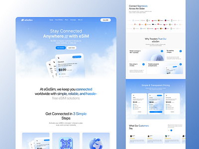 eGoSim - Website design for E-Sim card management digital sim design e sim e sim apps e sim website esim esim provider esim technology esim ui esim website esim website designer fintech website innovative e sim modern website ui startup landing page telecom website website mockup design