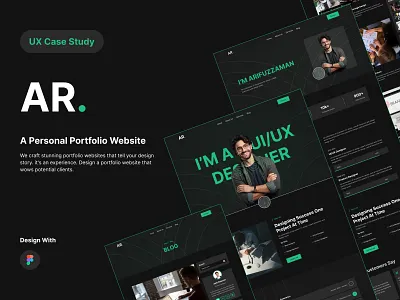 Personal Portfolio (UX/UI Case Study) case study creative creative agency cv design designer developer figma modern personal branding portfolio website responsive web design resume service ui uiux design user interface ux