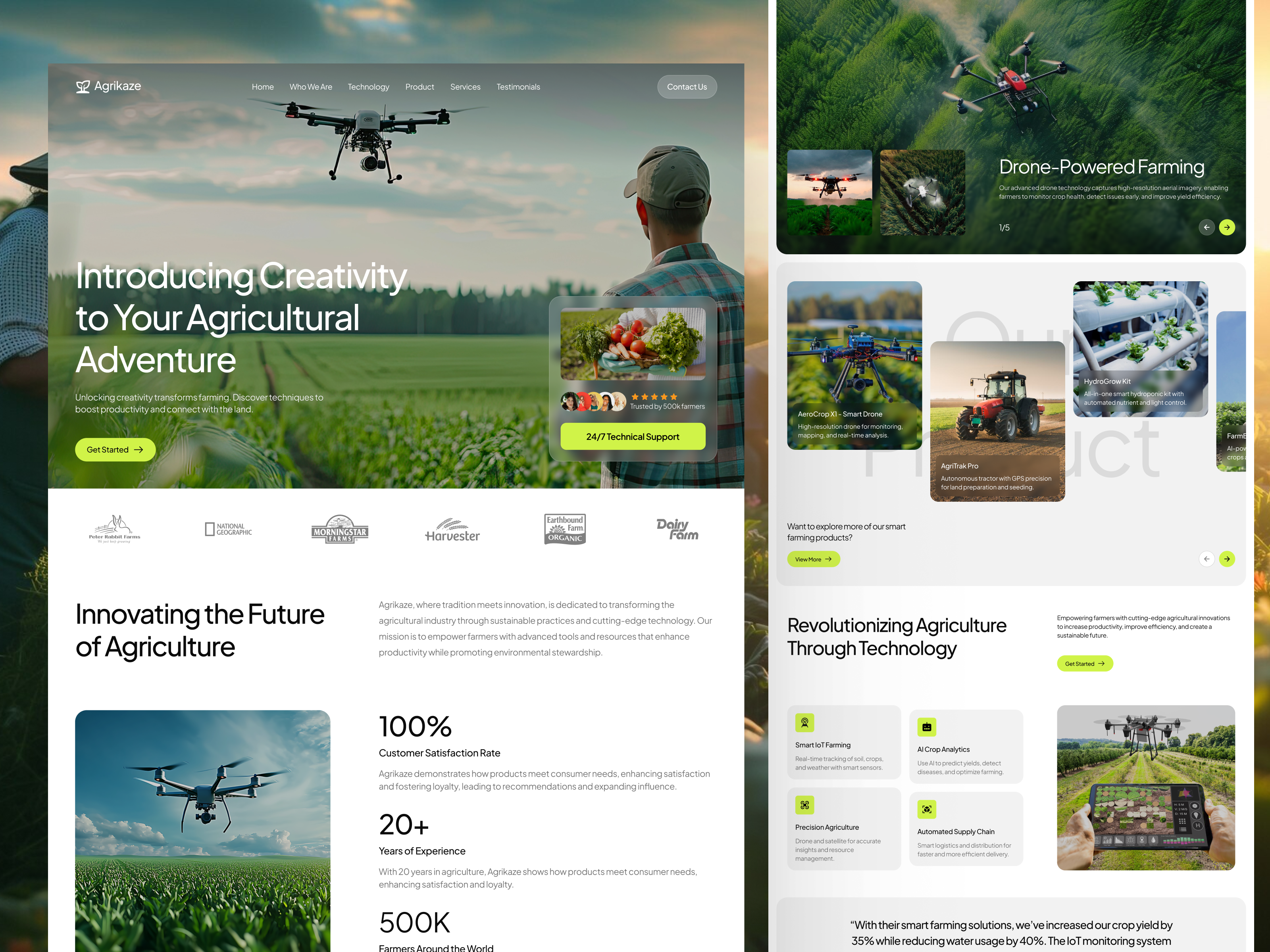 AgriKaze - Agriculture Landing Page agency agriculture clean farm farming field forest fresh green hero landing landing page machine minimalist plant product web design website