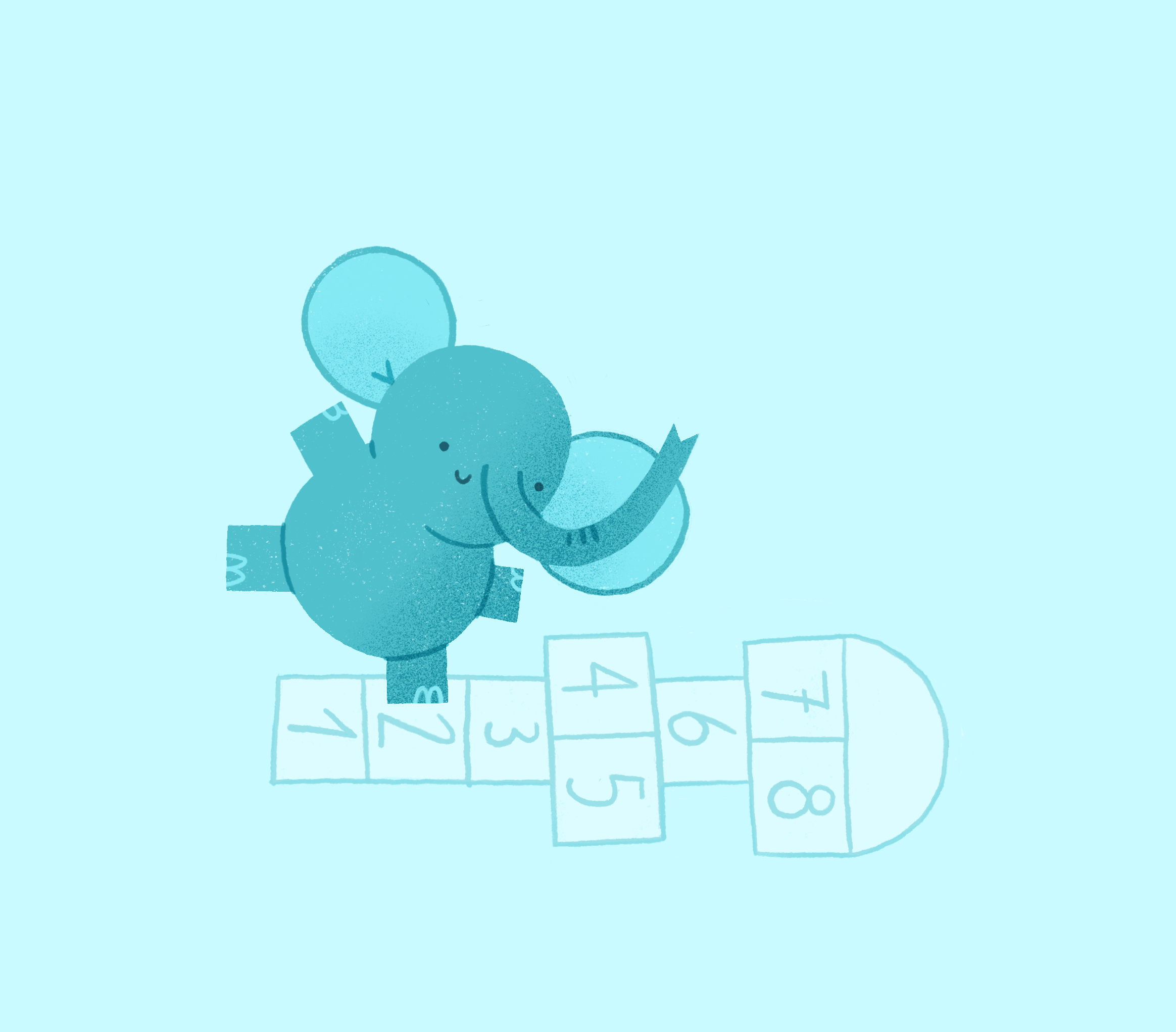 Hopscotch character elephant game hopscotch illustration jump jumping procreate texture